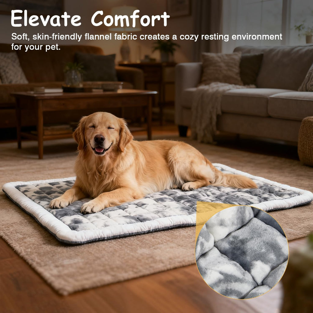 Washable Dog Bed Mat ，Upgraded Non-Slip Durable Dog Bed，Soft and Comfortable, Machine Washable Luxury Kennel Pad，Design Kennel Beds Mats for Large Medium Small Pets ，38" x 24"