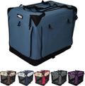EliteField 4-Door Folding Soft Dog Crate with Curtains (2-Year Warranty) | 4 Mesh Doors, Steel Frame, Removable & Washable Crate and Bed Covers, Storage Pockets, Indoor/Outdoor, Foldable, Carrying Bag