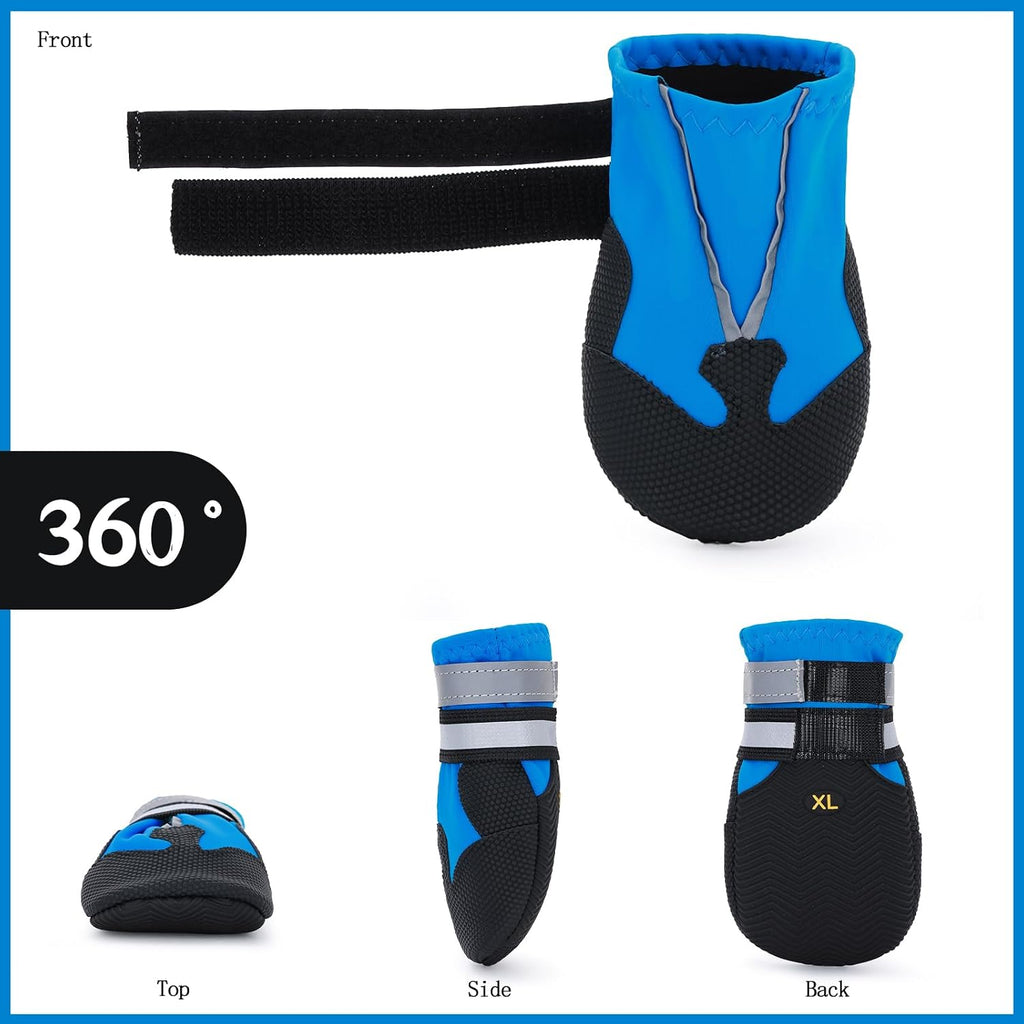 Winter Dog Boots - Non-Slip Dog Shoes for Snow/Summer Hot Pavement, Reflective Dog Booties & Paw Protectors for Medium/Large Dogs