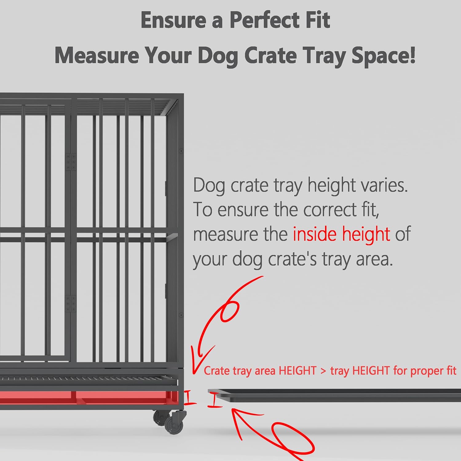 Dog Crate Tray Replacement,46.8-Inch Reinforced Chew-Resistant Pan | Fits 48-Inch Crates, Leak-Proof Raised Edges, Multi-Pet & Litter Box Use, Easy Wipe Clean, Potty Training Ready