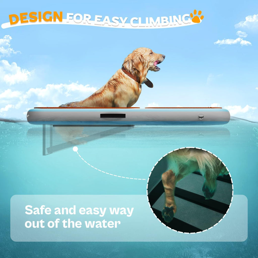 60×40" Dog Pool Ramp,Up to 230Lbs,Dog Ladder in Water for Boat/Pool | Fit Most Dog Size, 98% Area EVA Covered, Claw-Friendly&Stable, Pool Ramp For Dog, Quick Inflate&Travel-Friendly—With Full Kit