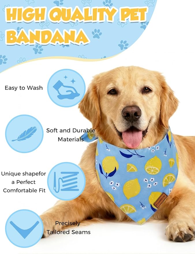 Luxury Double-Layer Dog Birthday Bandana – Handmade, Silk-Soft Polyester for All Dog Sizes | Birthday & Party Outfit | Gift-Ready Pet Accessory (Yellow, Medium)