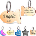 Anavia Small Size Dog Cat ID Tags, Small/XS Personalized Color Plated Stainless Steel Puppy Kitten Name Tags, Customized Engraved Nameplate Pet Collar Tag (Rose Gold, Fish)