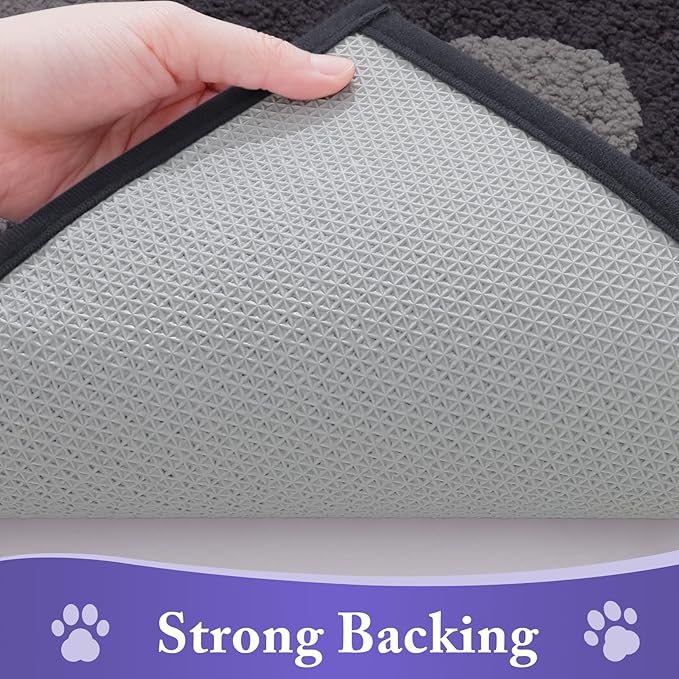 Buganda Dog Door Mat for Muddy Paws, Absorbent Dirt Trapper Non Slip Indoor Doormats, Washable Low-Profile Mat for Mud Dogs, Entryway Carpet for Inside Floor (59x35 Inches, Dark Grey)