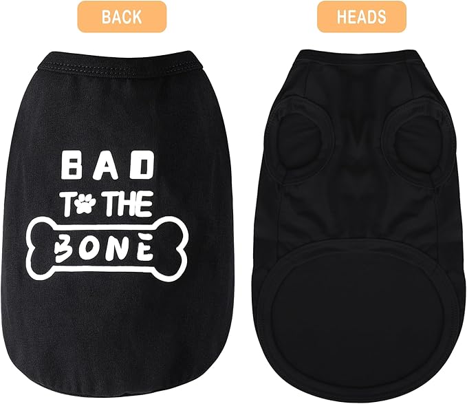 Discover Cozy Cotton Canine Wear: Soft, Lightweight, and Breathable Dog Shirt Vest with Eye-Catching Graphics(Bad to The Bone), Keeping Your Furry Friend Warm and Comfy! Black XS