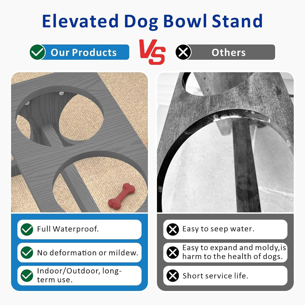 Raised Dog Bowl Stand for Medium Sized Breed, Feeding Station with 35 oz 2 Stainless Steel Bowls & Licking Plate,Dog Food Bowl Gray