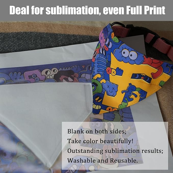 8 Packs Sublimation Blank Dog Bandana Over Collar, Pet Collar Sip-On Bandana Blank Customize White Polyester DIY for Dog Cat Extra Small, Small, Medium & Large (M)