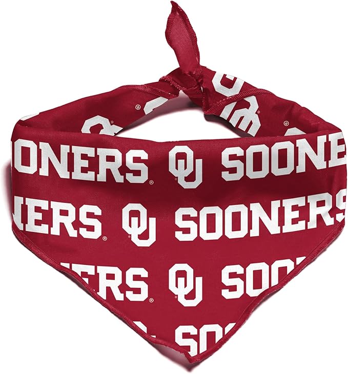 Oklahoma Sooners Officially Licensed Bandana for Dogs and Cats | Fits Pets Great Gift Idea | Easy-to-Tie (Large, 28")