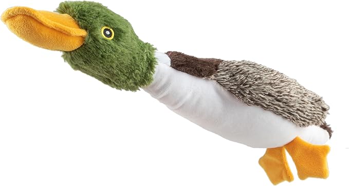 Best Pet Supplies Interactive Squeaky Dog Chew Toy, Ideal Dog Toys for Chewers, Small, Medium & Large Dogs, and Fetch Lovers - Mallard Duck (Brown), Large