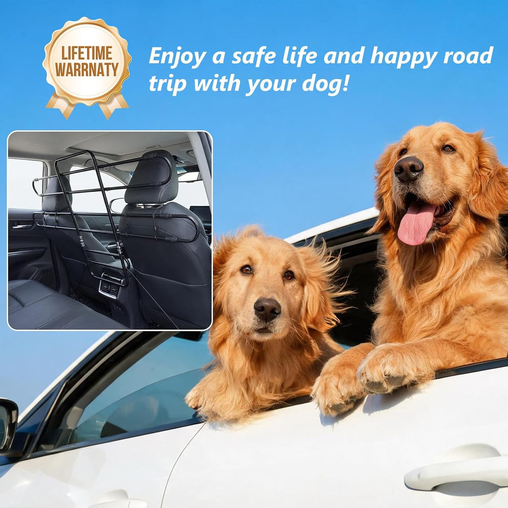Dog Car Barrier,45"–63" Width Adjustable with 5 Hooks | Easy to Assemble and Install Dog Car Barriers Fits Well in Various Vehicles Adjustable with Seat Movements Recycled Materials