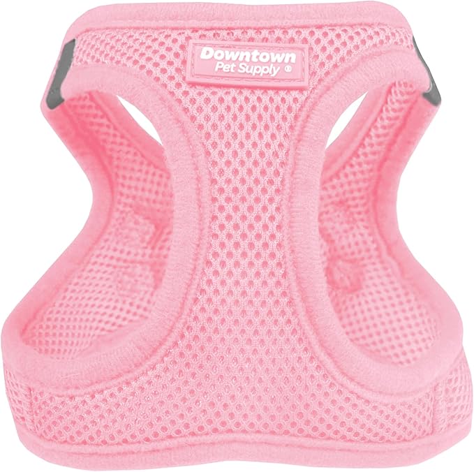 Downtown Pet Supply Step in Dog Harness for Medium Dogs - Adjustable, Escape Proof Dog Harness with Reflective Trim - All-Weather, Fast-Drying Padded Mesh Fabric - Baby Pink, M