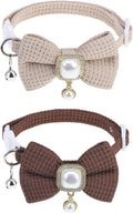 PUPTECK Cat Collar Breakaway with Bells, Adjustable Kitten Collar Outfit | for Girl Boy Small Pet Puppy Bunny, Cute Costume Accessory with Safety Release Buckle (Bowtie-Waffle Weave)