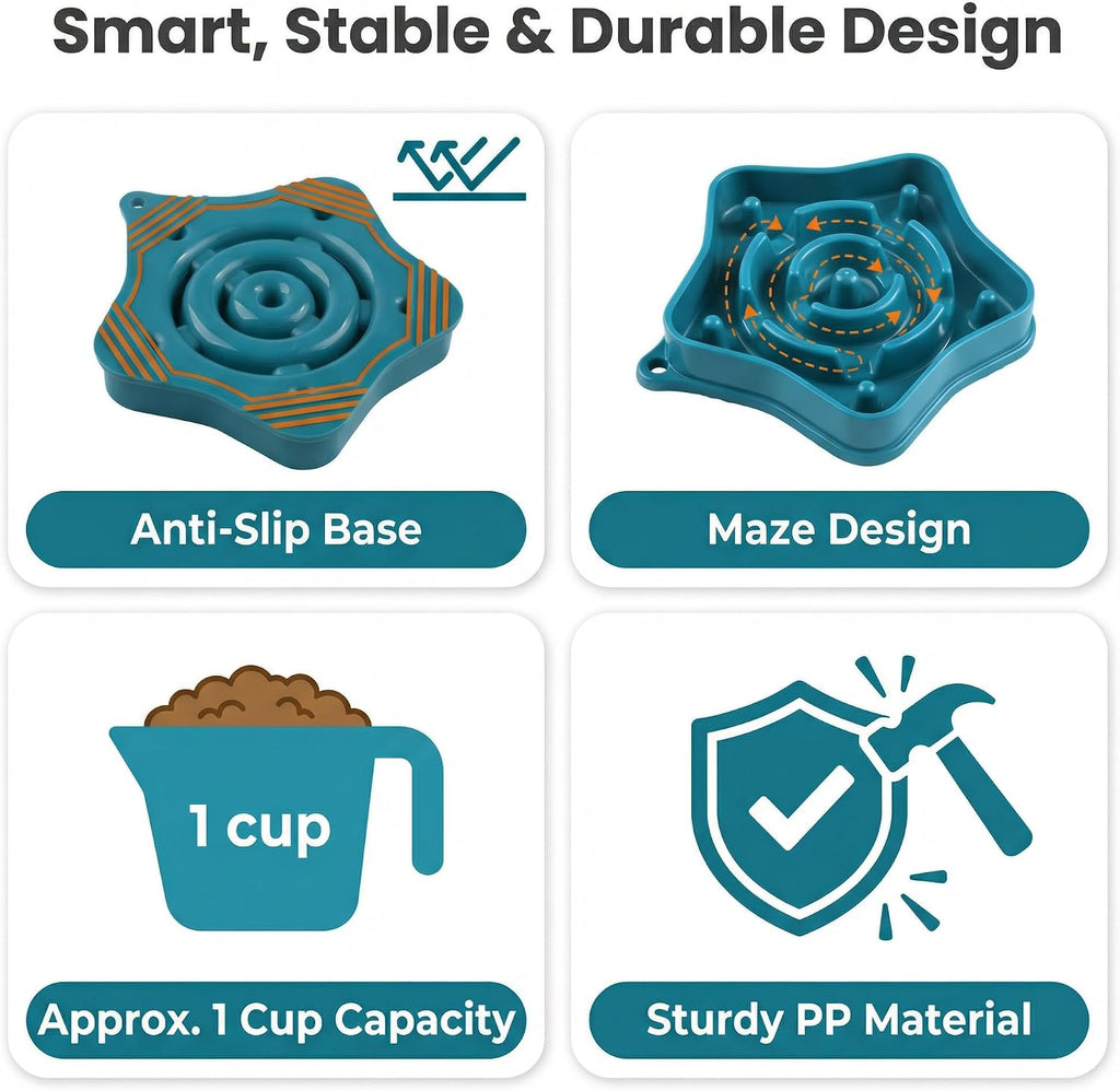 Pet Slow Feeder Bowl for Small Dogs, Puzzle Feeder for Petite Dogs, Anti-Choking, Slow Eating, 350ML Capacity, BPA-Free, Small Size