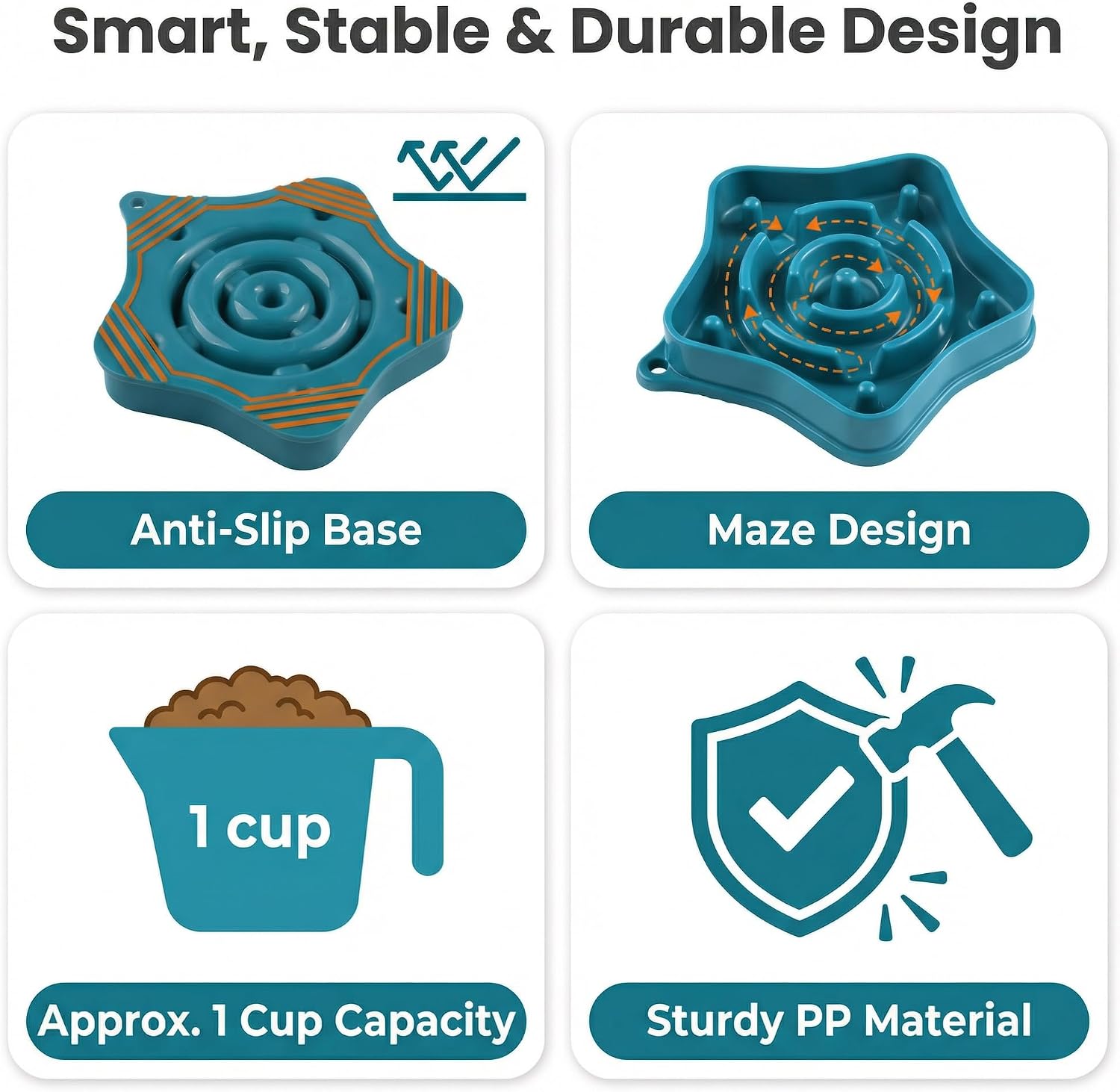 Pet Slow Feeder Bowl for Small Dogs, Puzzle Feeder for Petite Dogs, Anti-Choking, Slow Eating, 350ML Capacity, BPA-Free, Small Size