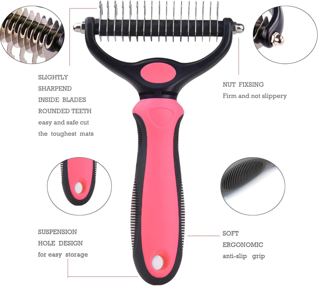 Pet Grooming Tool-Professional Dematting Comb for Dogs and Cats，Safe Undercoat Rake for Easy Mats and Tangles Removing，Keep Your Pet Away from Nasty Shedding Hair.
