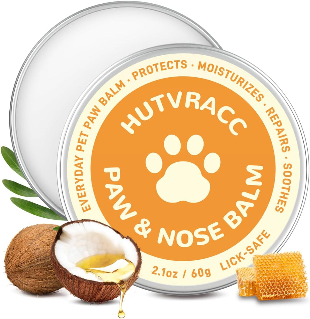 Lick-Safe Dog Paw & Nose Balm | 2.1 oz All Natural Wax with Coconut Oil | Summer Hot Pavement, Winter Snow & Road Salt Protector | Moisturizer for Dry, Rough Pads & Snouts