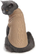 Stretchy Cat Sweater - 17 Colors & 6 Sizes | Snug Winter-Ready Knit for Boy/Girl Cats & Kittens(Khaki, Large)