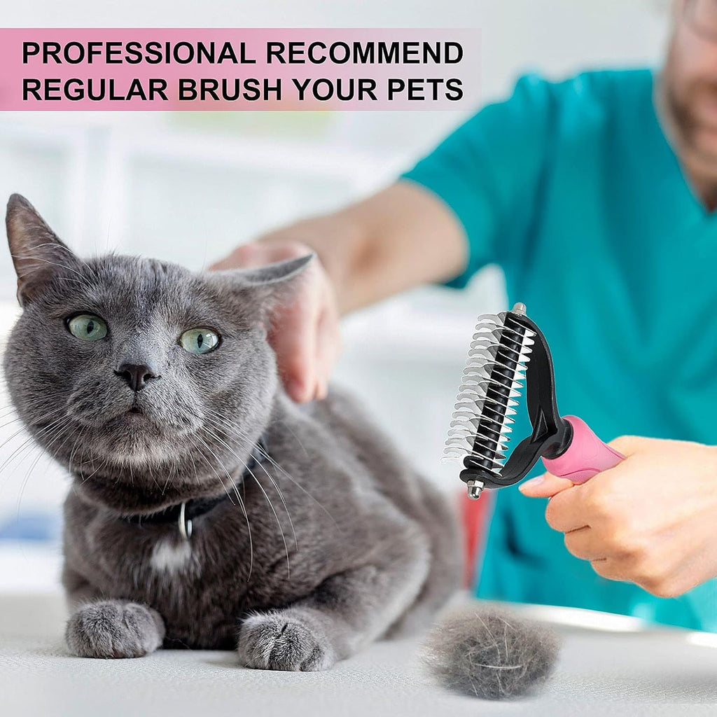 Undercoat Rake for Dogs, whoobell 2 Side Undercoat Brush for Deshedding and Dematting for Dog Cat Rabbit, Professional Pet Grooming HairTools, Removes Loose Undercoat and Nasty Shedding