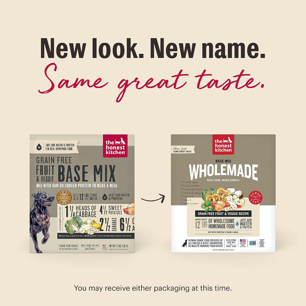 The Honest Kitchen Human Grade Dehydrated Grain Free Fruit & Veggie Base Mix Dog Food (Just Add Protein) - 7 Pound Box (Makes 12 Pounds)