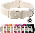 Cute Corduroy Dog Collar - White Adjustable Dog Collars for X-Large Dogs 80+lbs, Fade-Proof with Secure Snap & Little Charm, Christmas Birthday Gift, XL