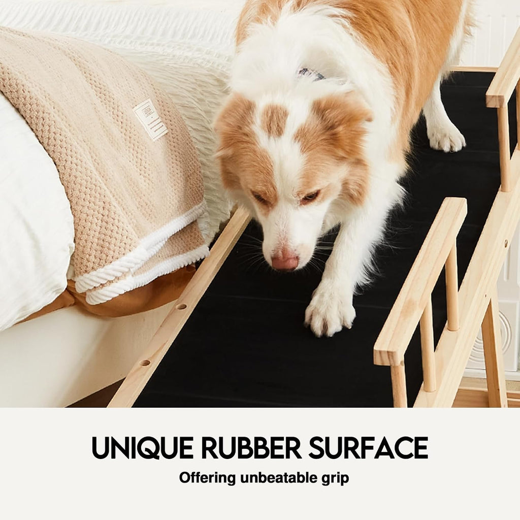Woohoo Dog Ramp for Bed, 31" Adjustable Wood Ramp with Safety Rails | non-slip Rubber Surface, 59" Long 16" Wide, Adjustable from 15" to 31", Foldable, for Small Dogs under 50lbs