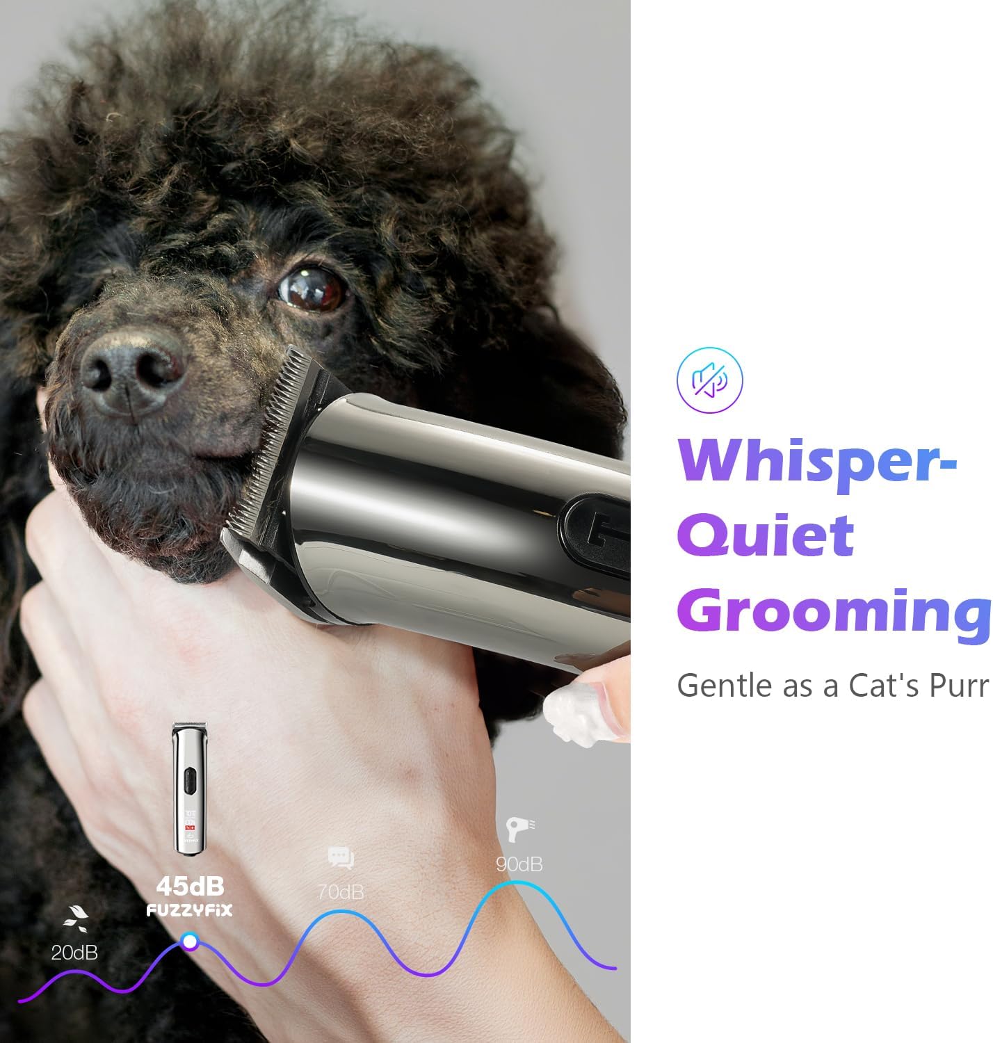 Professional Dog Grooming Clippers with Charging Dock, 5-in-1 Adjustable Blade Cordless Pet Grooming Kit 5 Speed Rechargeable Trimmer Hair Shaver with Detachable Metal Guide Combs for Animal