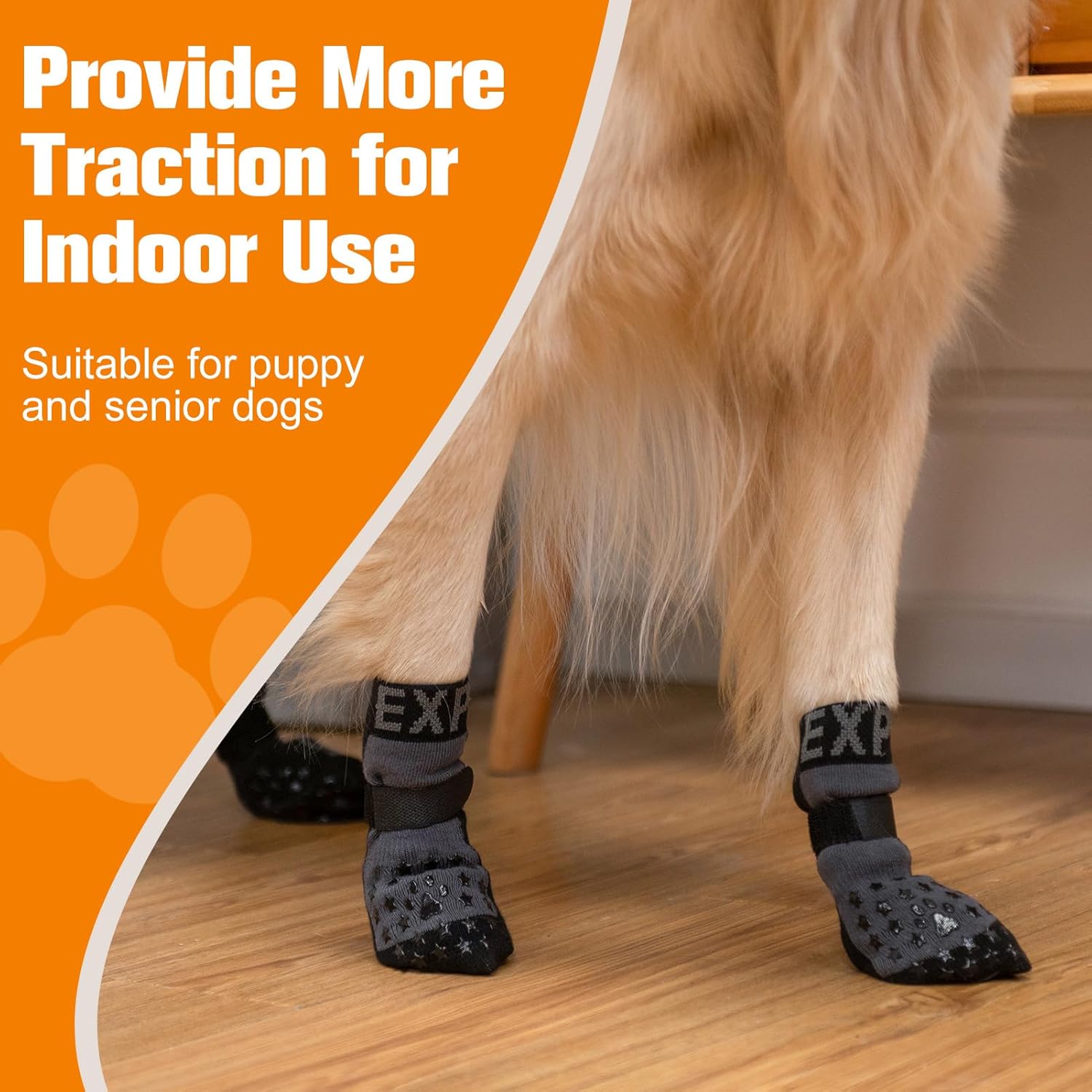 Anti Slip Dog Socks to Prevent Licking Paws, Dog Shoes for Hot Pavement, Booties for Hardwood Floors, Dog Boots & Paw Protectors with Grippers for Small Medium Large Senior Dogs Black