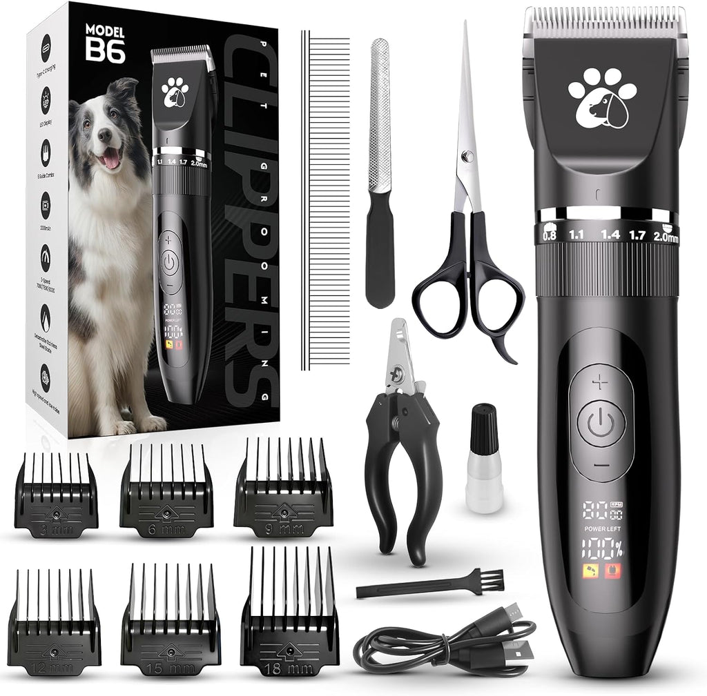 Coldspot Dog Clippers for Grooming, 3-Speed Low Noise Cordless Pet Grooming Kits with Ceramic Blades & LED Display for Dogs Cats Full Coat Hair