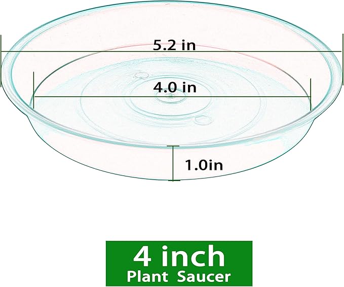 6 Pack Plastic Plant Saucer Planter Water Drip Tray, 4 5 6 7 8 9 10 11 12 inch, Heavy Sturdy Tray for Indoors Outdoor Plants, Flower Pot Saucers for Pots Base (4", Green)