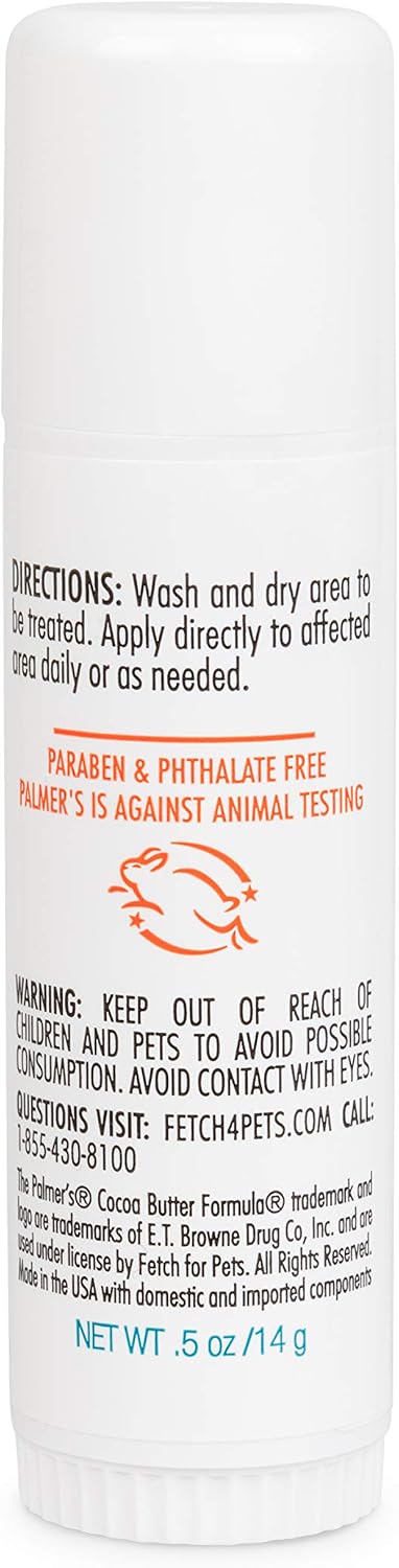 Palmers for Pets Cocoa Butter Paw Pad and Nose Balm, Fragrance-Free, 0.5 Oz | Vitamin E peppermint oil and shea butter, moisturizing balm, fragrance-free, rough or dry paws