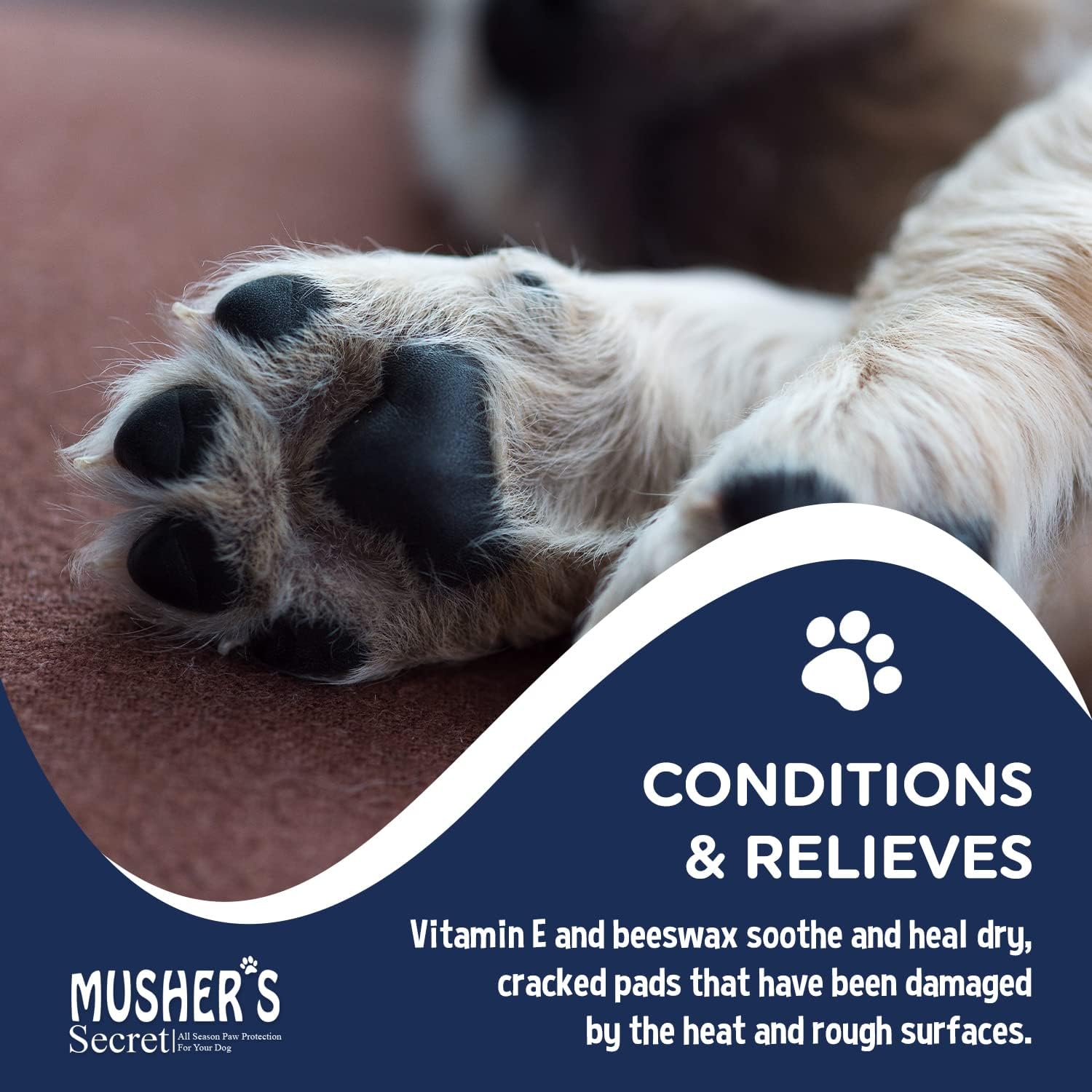 Musher's Secret Dog Paw Balm, Hot Pavement, Ice & Salt Protection, 454g | All-Natural Paw Balm, Lick-Safe & Non-Toxic Dog Paw Moisturizer for Dry, Cracked Paws, Dog Paw Wax with Vitamin E