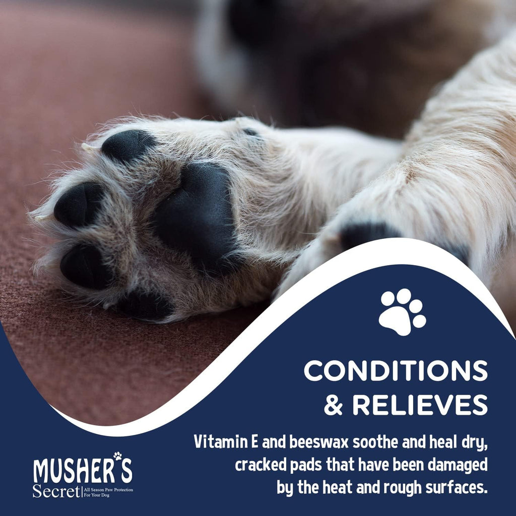 Musher's Secret All-Natural Dog Paw Balm, All-Season Paw Protector, 60g | Moisturizing paw balm for dogs, protects from hot pavement, ice and rough terrain, invisible barrier, all-season paw care