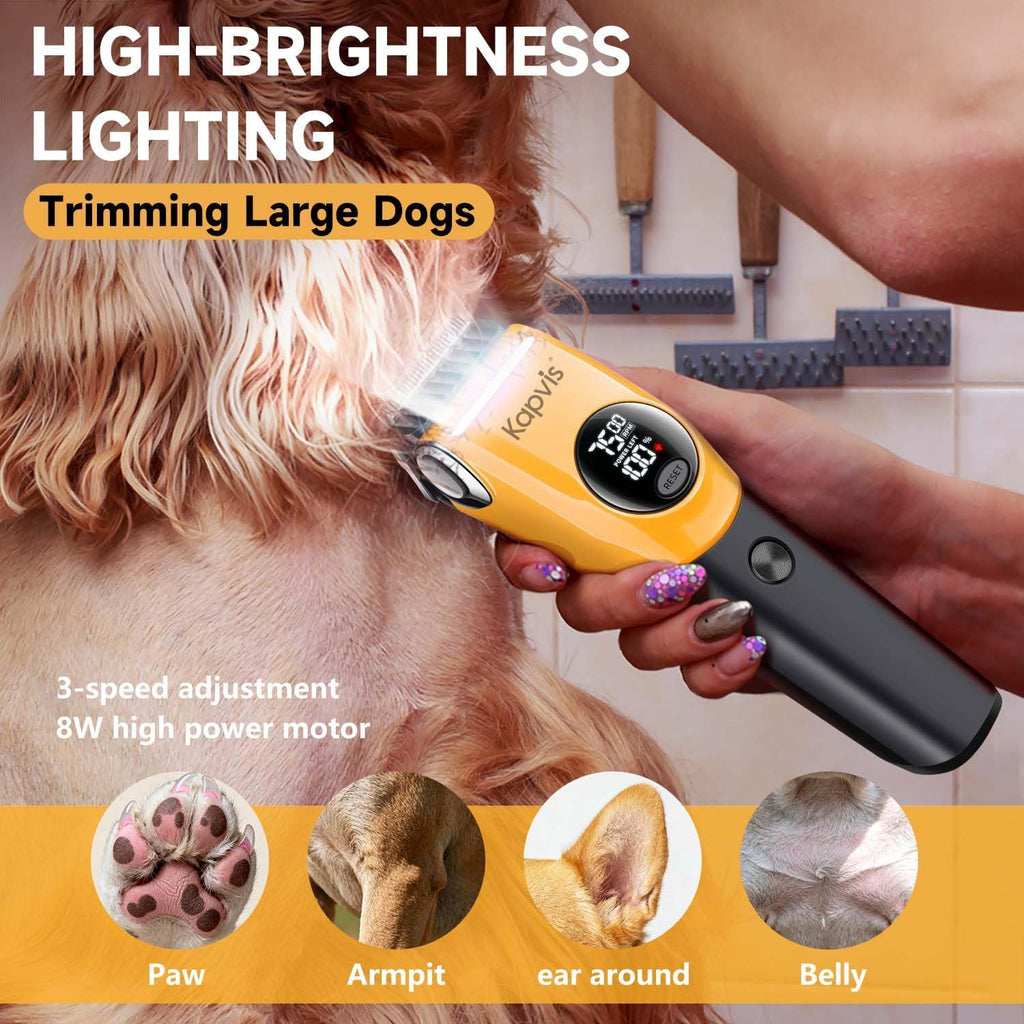 Dog Clippers for Grooming Thick Hair with LED Light,Cat Shaver,and Sheep Shears for Thick/Matted/Knotted/Fine/Curly Hair,Works with or Without Power Cord