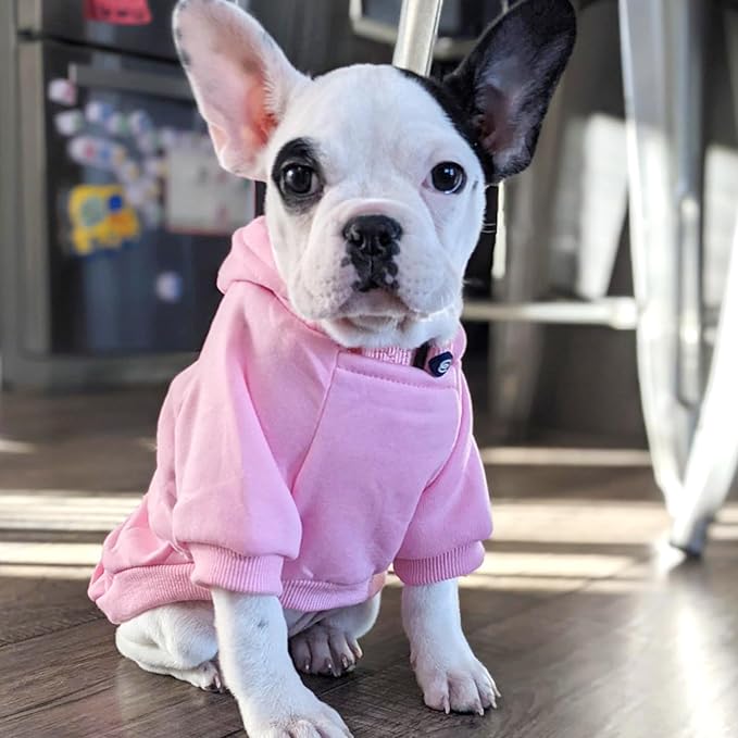 Jecikelon Winter Dog Hoodie Sweatshirts with Pockets Warm Dog Clothes for Small Dogs Chihuahua Coat Clothing Puppy Cat Custume (Pink, X-Large)