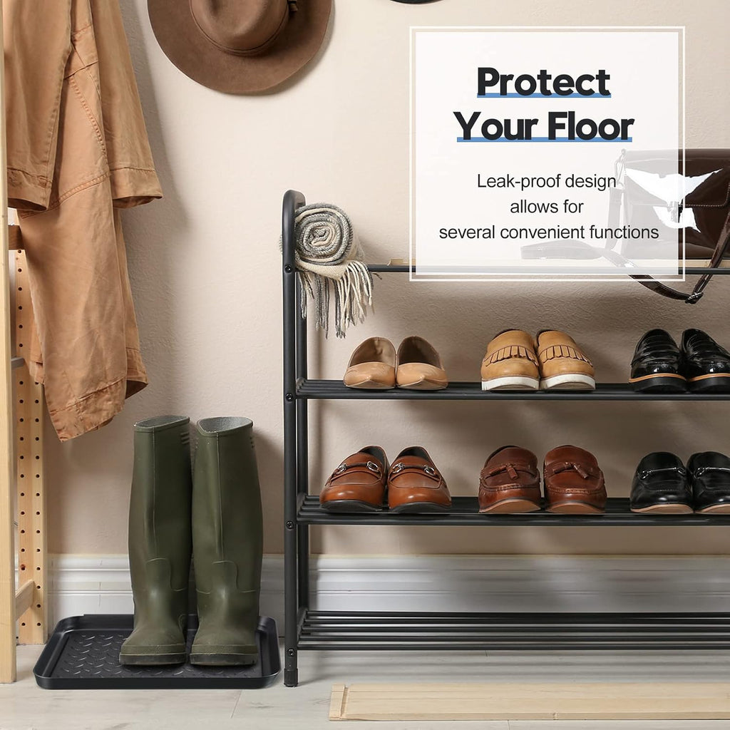 4 Pcs Boot Tray for Entryway Black Small Shoe Tray Waterproof Shoe Mat Front Door 13.78 x 10.83 x 1.18 Inch Boot Mat Multi Purpose Plastic Accessories Pet Entryway Indoor and Outdoor Use
