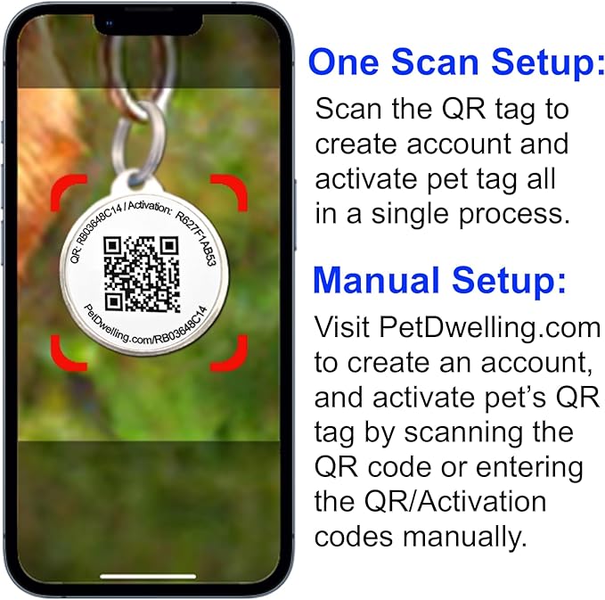 Pet Dwelling QR Code Pet ID Tag – Smart Dog & Cat ID Tags for Pet Safety, Free Personalized Online Profile, Instant Scan Alerts, AI Insights (Pink Tiara)