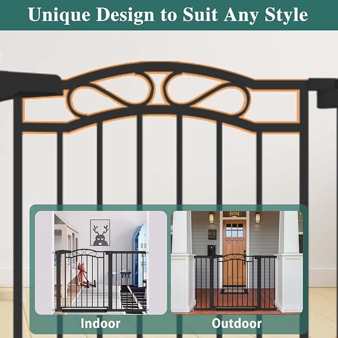 Fairy Baby 57.1"-59.8" Extra Wide Baby Gates with Door, 58 59 Inches Child Gate for Todder Kids, Metal Pressure Mounted Pet Dog Gate, Walk Thru Safety Gate for Doorway Stairs, Black