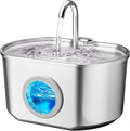 Cat Water Fountain Stainless Steel: 74oz/2.2L Cat Fountain for Drinking- Pet Water Fountain Inside - Automatic Dog Watering Dispenser Bowl - Pet Feeding & Watering Supplies - Water Level Window