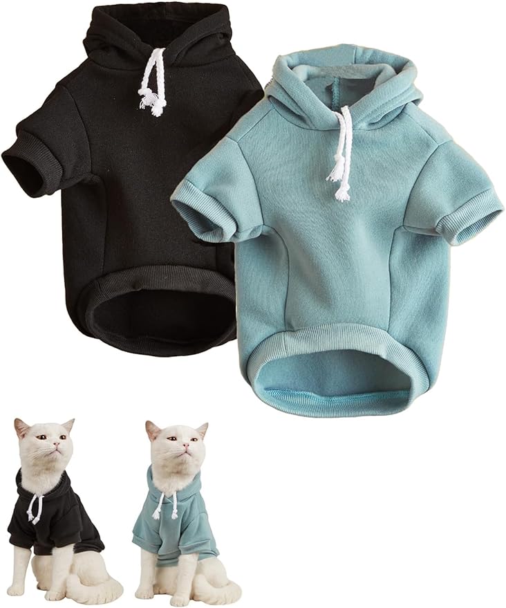 QWINEE Basic Dog Hoodie Sweatshirt Puppy Sweater Warm Cat Costumes Pet Clothes for Chihuahua Puppy Kitten Small Medium Dogs Multicolored Medium