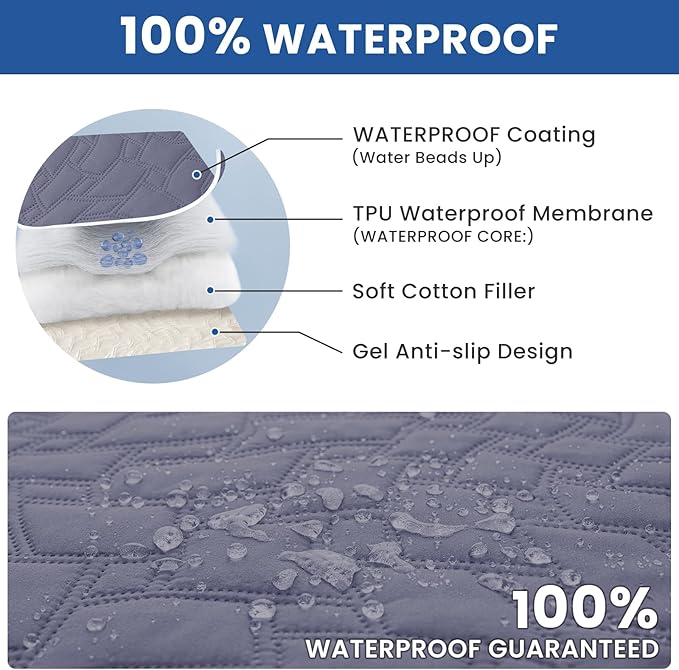Waterproof Dog Bed Cover, Non-Slip Dog Blanket for Couch, Couch Covers for Dogs Washable, Pet Blanket for Furniture, Pet Bed Mat for Sofa, Car, Pet Supplies (52x82 Inch, Grey Blue)