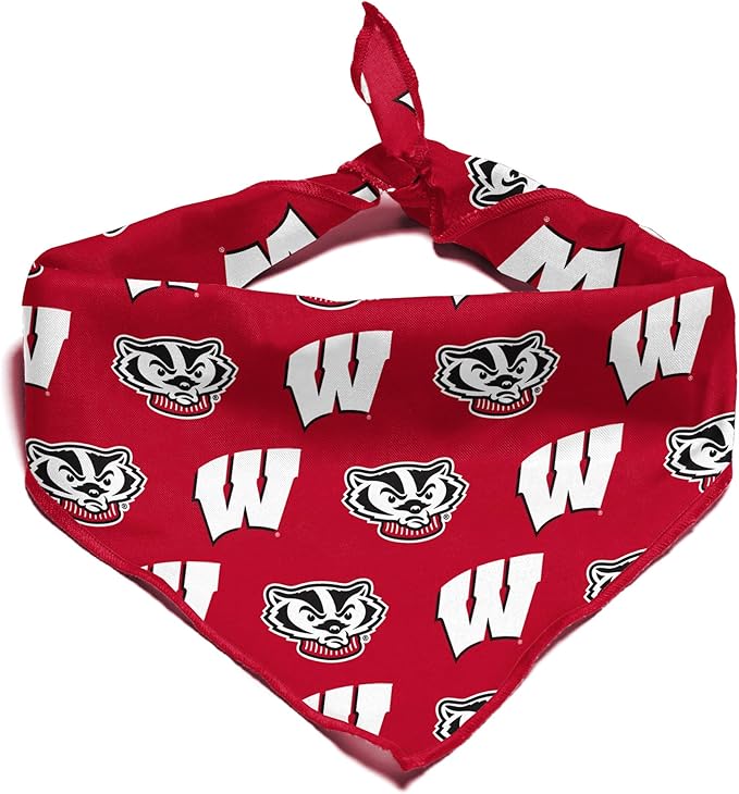 Wisconsin Badgers Officially Licensed Bandana for Dogs and Cats | Fits Pets Great Gift Idea | Easy-to-Tie (Small, 13")