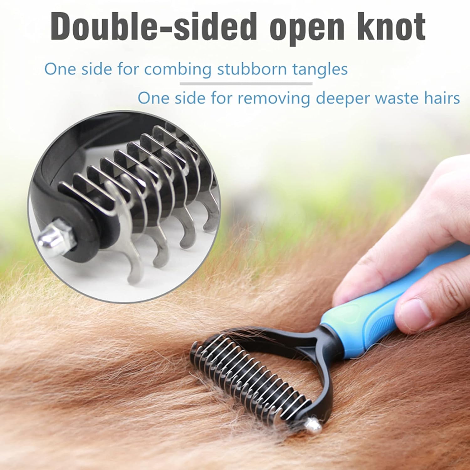 Long Tooth Undercoat Grooming Rake + Curved-Tooth Detangling Comb | Dematting Tool Set, Pet Beauty Brushes, For Large Dog Horse,German Shepherd Comb, Husky Brush,Double-Sided Detangling Comb