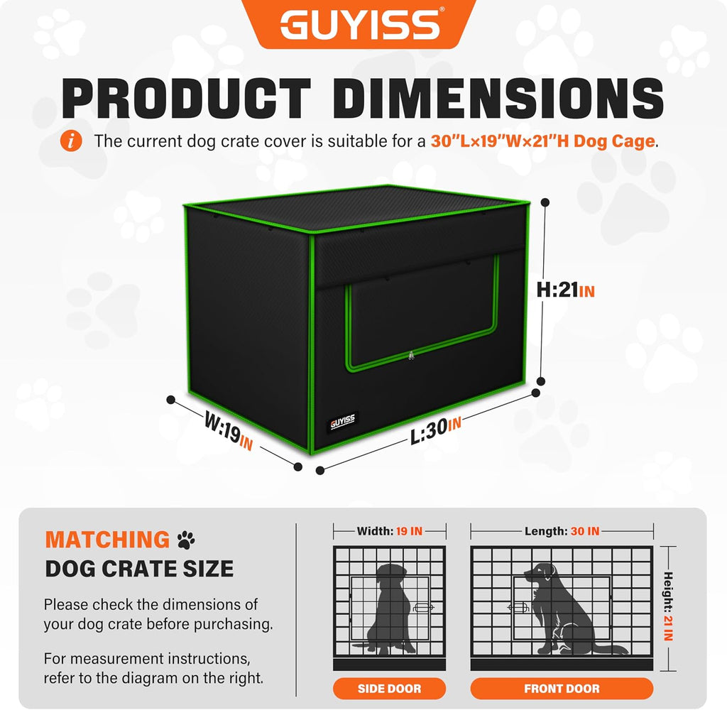 30In Ventilated Dog Crate Cover, Double Windows&Top Breathable Mesh. | Indoor Outdoor Kennel Cover, 900D Waterproof Oxford Cloth, All Sides Open, Universal Fit 1 2 3 Door 30 Inch Wire Dog Crate.