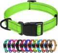 TagME Reflective Nylon Dog Collars, Adjustable Classic Pet Collar with Quick Release Buckle for Small Dogs, Green, 3/4" Width