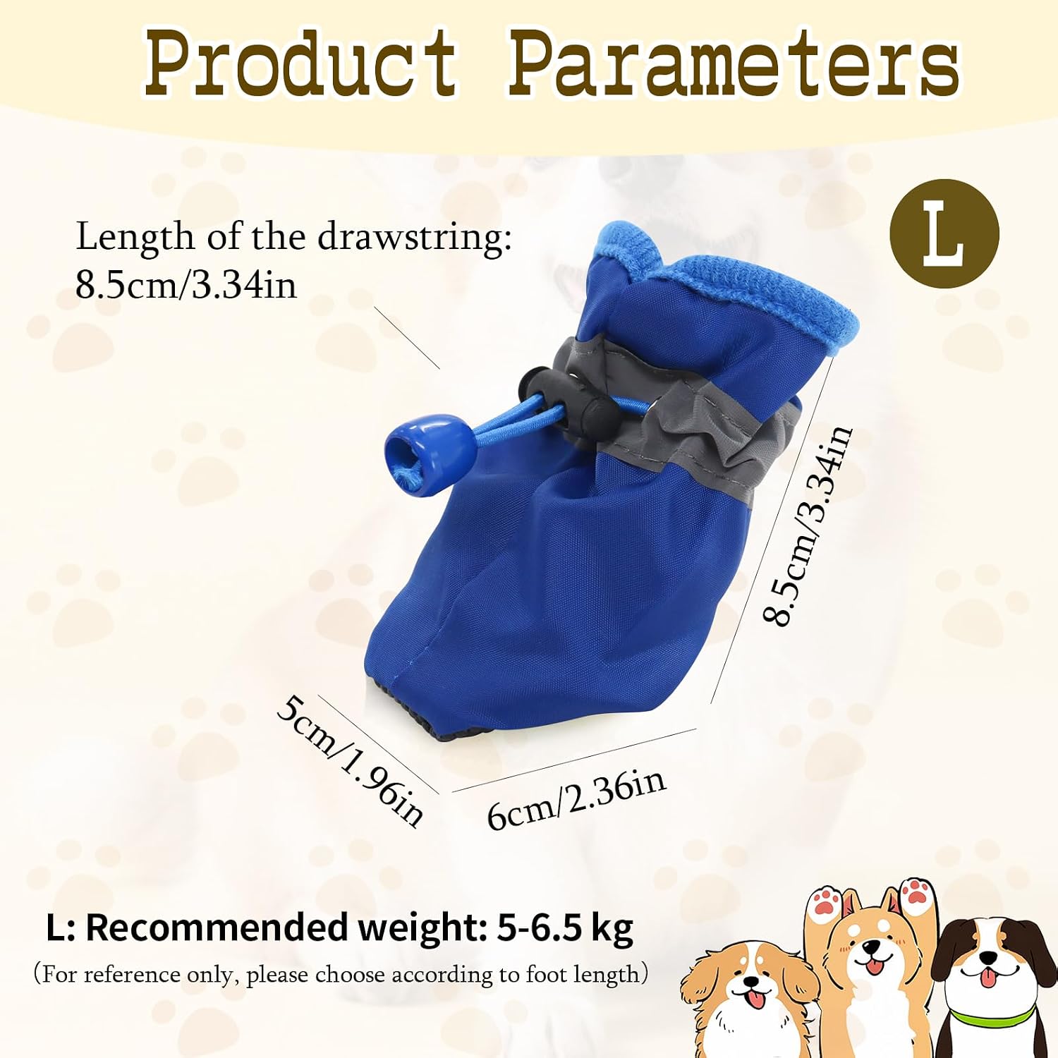 4Pcs Small Dog Shoes, Breathable Non-Slip Pet Booties, Puppy Paw Protectors 4-Pack Foot Covers for Small Breeds(Blue,L)