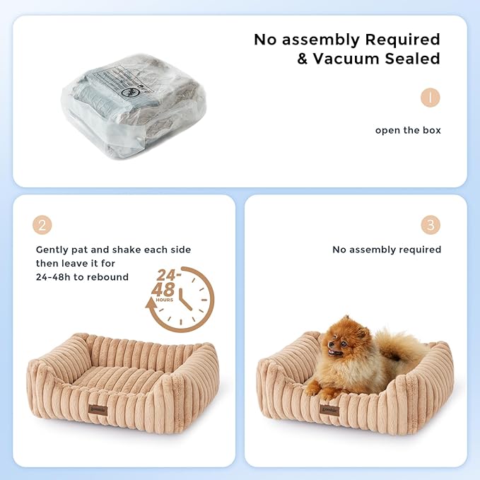 Dog Bed Medium Size Dog - Large Rectangle Orthopedic Pet Bed with Fluffy Washable Cover and Anti-Slip Bottom, 30x24x9inches, Cream