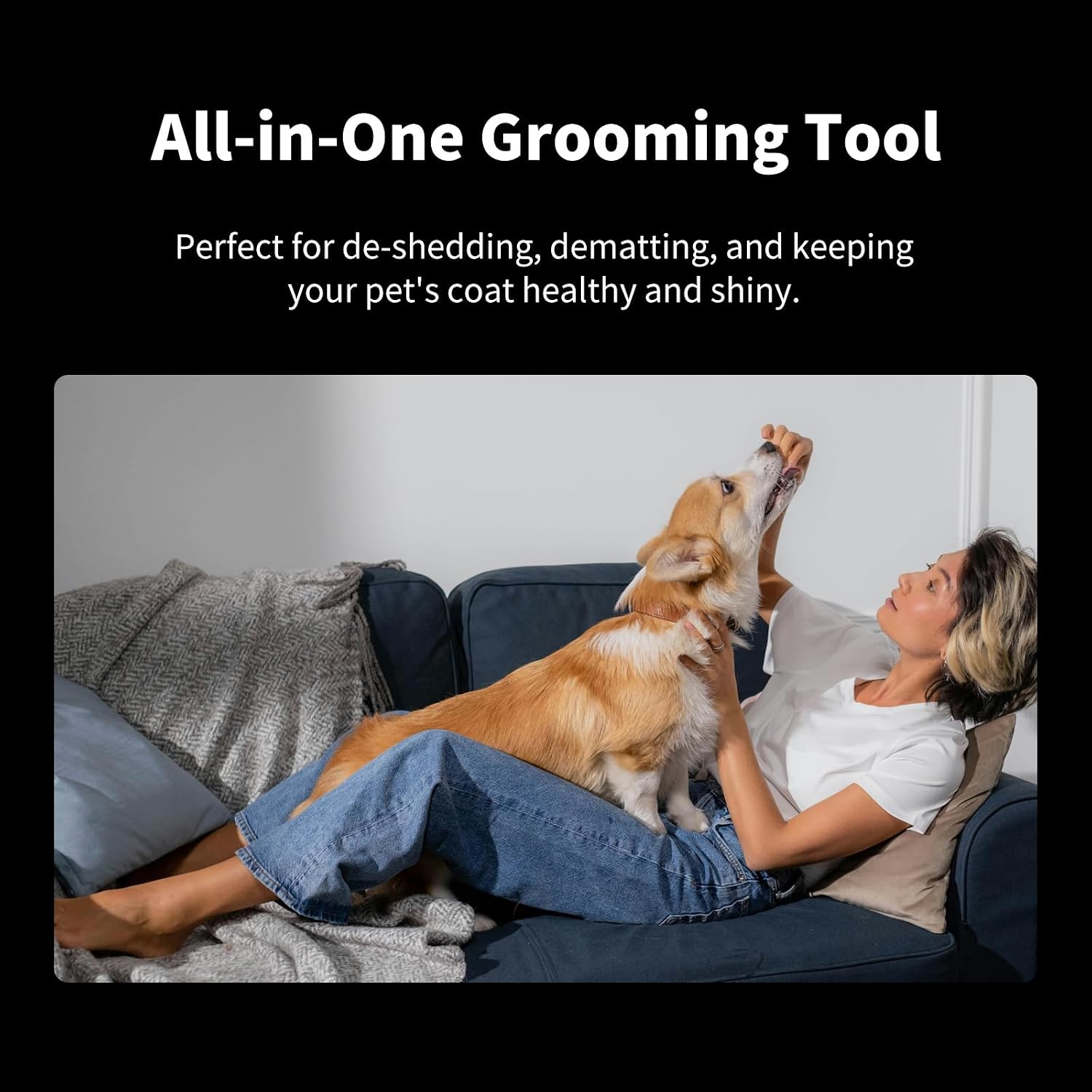 Nidawi Pet Dog Grooming Brush - Double Sided | Shedding & Dematting Undercoat Rake Comb, For Dogs and Cats, Helps Reduce Tangles, Shedding & Matts, Medium & Long Hair