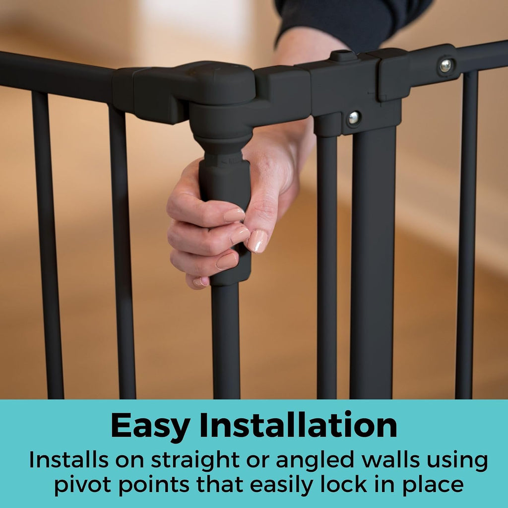 Toddleroo by North States - Deluxe Décor Universal Fit Safety Gate: Hardware Mounted Extra Wide Metal Baby Gate with Tall Baseboard Mounts, Adjustable Child Gate; 38.3" to 72" Wide; 30" Tall; Black