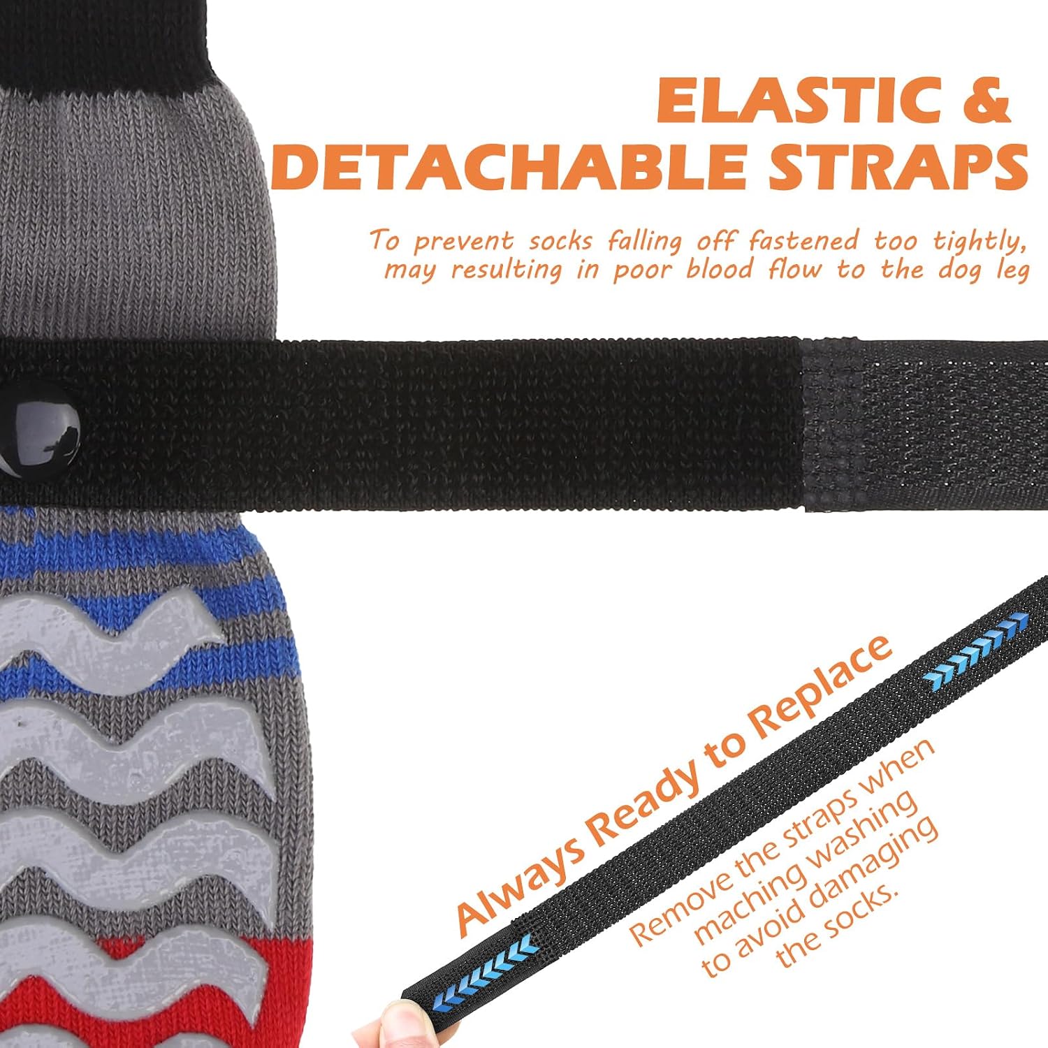 Dog Socks to Prevent Licking Paws with Grippers for Hardwood Floors Anti Slip, Cute Double Sides Dog Winter Shoes Booties Boots & Paw Protectors with for Small Medium Large Senior Dogs M