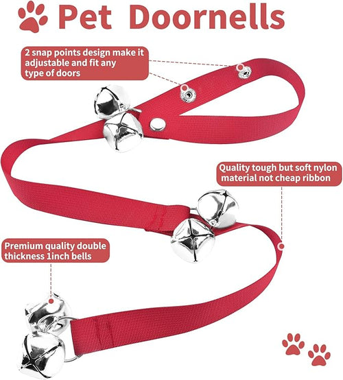 2 Pack Dog Doorbells, Pet Training Bells for Go Outside Potty Training and Communication Device Large Loud Dog Bell Cat Puppy Interactive Toys Adjustable Strap Door Bell (Red)